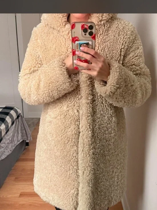 Rachel Zoe Cream Hooded Teddy Jacket - Picture 3 of 4